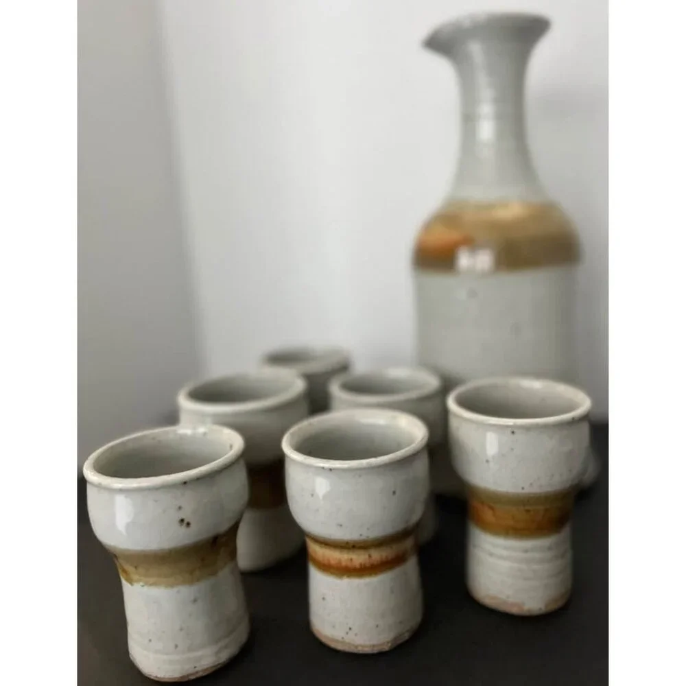 Vintage Charles Halling Studio Pottery Serving Set - 7 Pieces.1970s-1980s